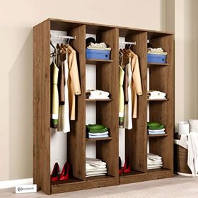 Midoser Kardelen Serisi Atlantik Çam 4 Kapaklı 8 Raflı 160 cm Elbise Dolabı