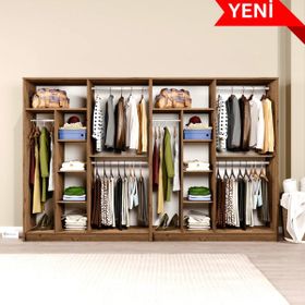 Midoser Kardelen Serisi Atlantik Çam 8 Kapılı 10 Raflı 280 cm Gardırop