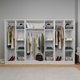 Midoser Kardelen Serisi Beyaz 7 Kapılı 13 Raflı 280 cm Elbise Dolabı