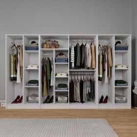 Midoser Kardelen Serisi Beyaz 8 Kapaklı 13 Raflı 300 cm Elbise Dolabı