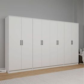 Midoser Kardelen Serisi Beyaz 8 Kapılı 14 Raflı 300 cm Elbise Dolabı