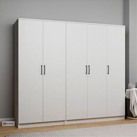 Midoser Kardelen Serisi Mat Beyaz 5 Kapılı 9 Raflı Elbise Dolabı