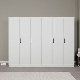 Midoser Kardelen Serisi Mat Beyaz 6 Kapaklı 10 Raflı 240 cm Elbise Dolabı