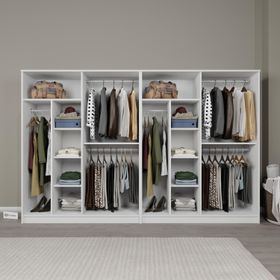 Midoser Kardelen Serisi Mat Beyaz 8 Kapaklı 10 Raflı 280 cm Elbise Dolabı