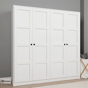 Midoser Lucas 4 Kapaklı 6 Raflı Beyaz Yüklük Gardırop Seti