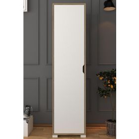 Midoser Nisan 40 cm Açık Ceviz-Beyaz 5 Raflı Kiler Tek Kapılı Banyo ve Elbise Dolabı