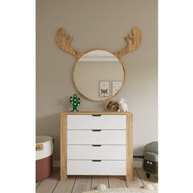 Midoser Nisan 90x85 cm Beyaz Açık Ceviz 4 Çekmeceli Yatak Odası Beyaz Bebek Odası Şifonyer