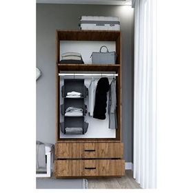 Midoser Yaman 80 cm Atlantik Çam 2 Kapakli 2 Çekmeceli Elbise Dolabı