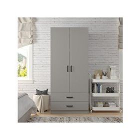Midoser Yaman 80 cm Luna 2 Kapaklı 2 Çekmeceli Gri Gardırop