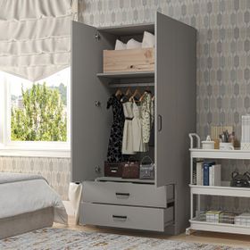 Midoser Yaman 80 cm Luna 2 Kapaklı 2 Çekmeceli Gri Gardırop