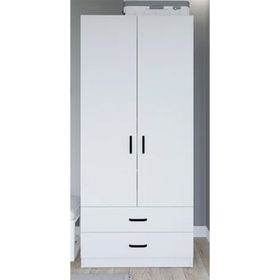 Midoser Yaman 80 cm Mat Beyaz 2 Kapaklı 2 Çekmeceli Gardırop