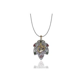 Midyat Nurtaş 201014513 Elif Vav İşlemeli Üzüm Yaprağı Model 925 Ayar Telkari Gümüş Kolye