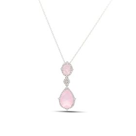 Midyat Nurtaş 201021885 Pembe Kuvars ve Zirkon Taşlı 925 Ayar Gümüş Kadın Kolye