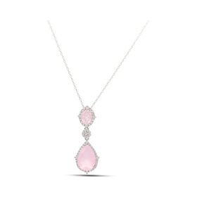 Midyat Nurtaş 201021885 Pembe Kuvars ve Zirkon Taşlı 925 Ayar Gümüş Kadın Kolye