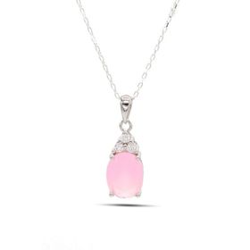 Midyat Nurtaş 201021903 Pembe Kuvars ve Zirkon Taşlı 925 Ayar Gümüş Kadın Kolye