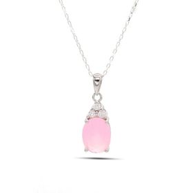Midyat Nurtaş 201021903 Pembe Kuvars ve Zirkon Taşlı 925 Ayar Gümüş Kadın Kolye