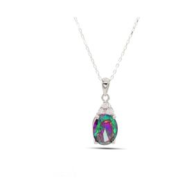 Midyat Nurtaş 201021904 Mistik Topaz ve Zirkon Taşlı 925 Ayar Gümüş Kadın Kolye