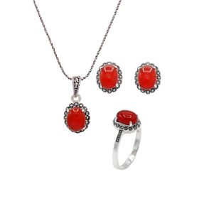 Midyat Nurtaş 201021935 Akik ve Markazit Taşlı 925 Ayar Gümüş Üçlü Set