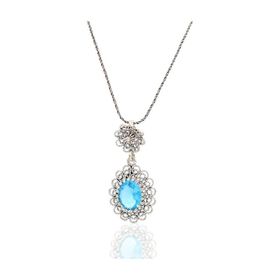Midyat Nurtaş 201021957 Akuamarin Taşlı Elips Model Oksitli Telkari Gümüş Kolye
