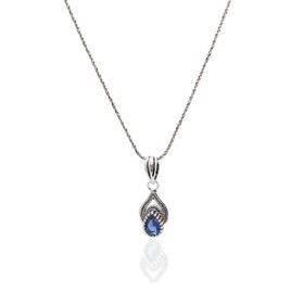 Midyat Nurtaş 201021967 Safir Taşlı Damla Model Oksitli Telkari Gümüş Kolye