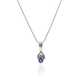 Midyat Nurtaş 201021967 Safir Taşlı Damla Model Oksitli Telkari Gümüş Kolye