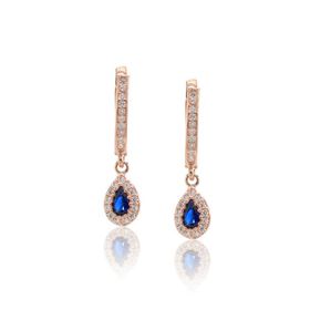 Midyat Nurtaş 201022755 Safir Taşlı Damla Model Rose Kaplama Gümüş Küpe