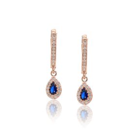 Midyat Nurtaş 201022755 Safir Taşlı Damla Model Rose Kaplama Gümüş Küpe