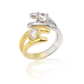 Midyat Nurtaş 201022859 Kristal Kesim Gold Kaplama 925 Ayar Zirkon Gümüş Yüzük