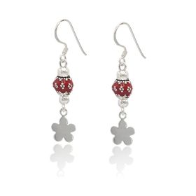 Midyat Nurtaş 201022867 Yonca Kırmızı Yöresel Desen 925 Ayar Gümüş Kadın Küpe