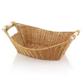 Mien 1571 Ahşap Kulplu Doğal Rattan Çok Amaçlı Sepet