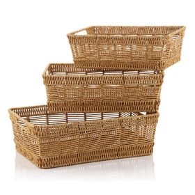Mien 1572 3'lü Rattan Dikdörtgen Sepet Düzenleyici