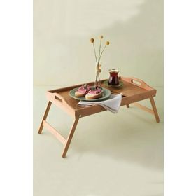 Mien 30x50 cm Katlanır Ayaklı Bambu Yatak Koltuk Servis Keyif Tepsisi