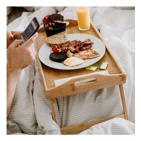 Mien 30x50 cm Katlanır Ayaklı Bambu Yatak Koltuk Servis Keyif Tepsisi