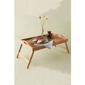 Mien 30x50 cm Katlanır Ayaklı Bambu Yatak Koltuk Servis Keyif Tepsisi