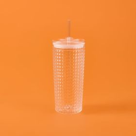 Mien 550 ml Şeffaf Pipetli Cam Bardak