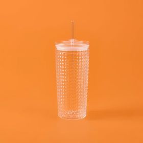 Mien 550 ml Şeffaf Pipetli Cam Bardak