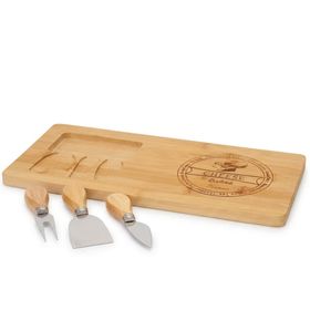 Mien 8B83 36x9 cm Bambu Peynir Tabağı 3 Bıçaklı Sunum Seti