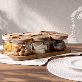 Mien Akasya Kahverengi Şeffaf 29x19.5 cm 6'lı Kahvaltılık Takımı