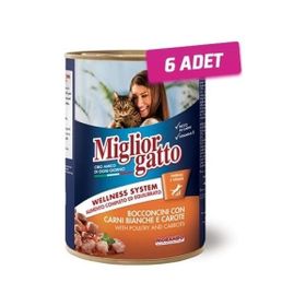 Miglior 6x405 GR Kümes Hayvanı Ve Havuçlu Yetişkin Kedi Konservesi