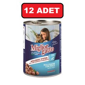 Miglior Gatto Balıklı Kedi Maması 12x405 gr Konserve Yaş Mama
