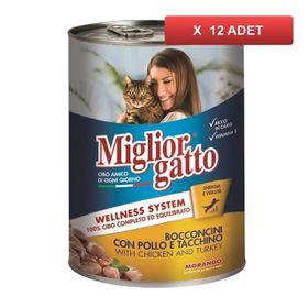 Miglior Gatto Kümes Hayvanlı ve Havuçlu 12x405 gr Kedi Konserve