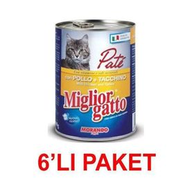 Miglior Gatto Tavuk ve Hindi Etli 6x405 gr Kedi Konserve