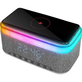 Mikado MD-W8 1200 mAh 10 W Gri RGB Gece Lambası Özellikli Alarmlı Saat Beyaz Bluetooth Speaker