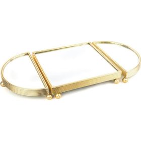 Mikasa Moor Altın Oval Aynalı 25x50 cm Metal Tepsi