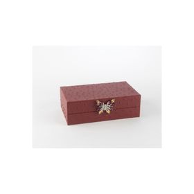 Mikasa Moor Bordo Kelebek Kulplu 20x12x7 cm Deri Kutu