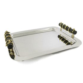 Mikasa Moor Branch 44x34x7 cm Ahşap Kulplu Metal Tepsi