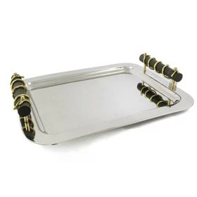 Mikasa Moor Branch 44x34x7 cm Ahşap Kulplu Metal Tepsi