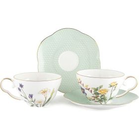 Mikasa Moor Eternal Flowers Renkli Desenli Porselen 2'li Çay Fincanı Seti
