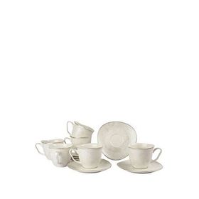 Mikasa Moor Pearl Mist Taş Rengi Porselen 6 Kişilik Kahve Fincan Seti
