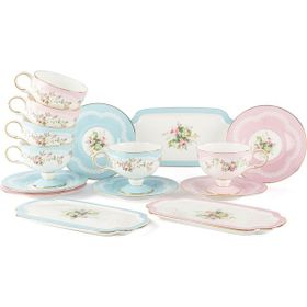Mikasa Moor Rose Charm Porselen 15 Parça 6'lı Kahve Fincanı Seti